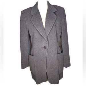 1980s Escada Grey Wool Cashmere Oversized Vintage Blazer Size 38
